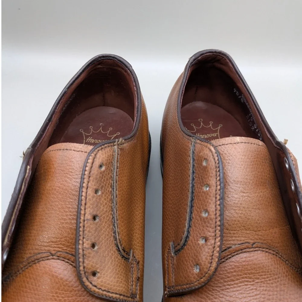 Vtg Hanover LB Sheppard Model 2102 Tan Calfskin Leather Derby Blucher Size 9